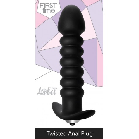 Чёрная анальная пробка с вибрацией Twisted Anal Plug - 13 см.